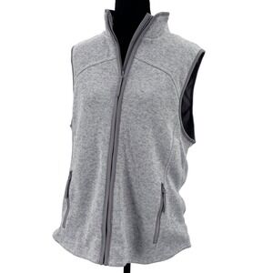 Maurices Med sweater knit zip up fleece vest Gray Marled cozy casual layering